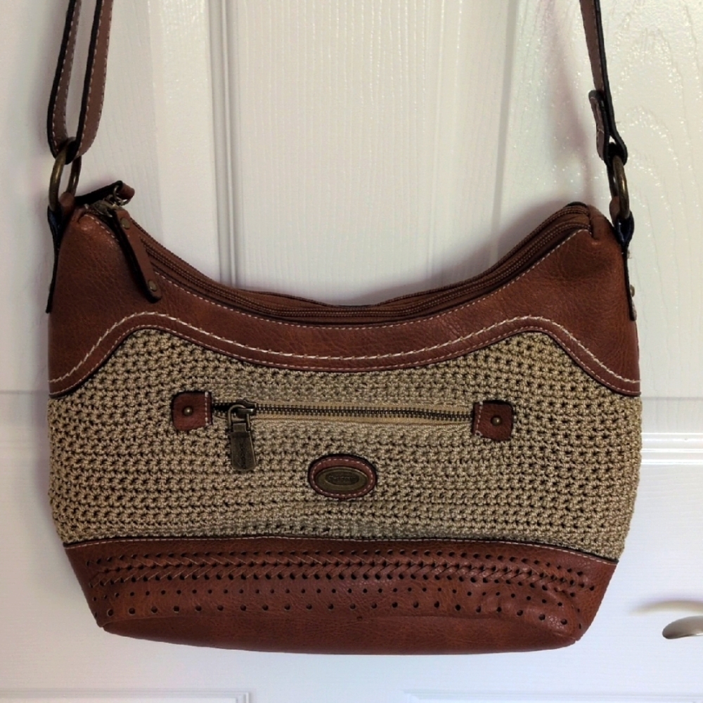 Concept Faux Leather Crochet Crossbody Purse